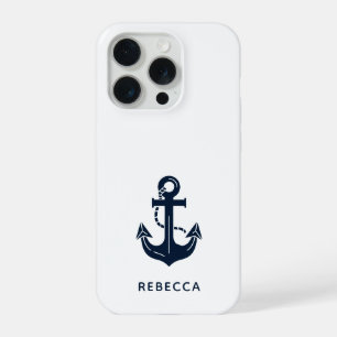 Personalisierter moderner nautischer Anker in Mari iPhone 15 Pro Hülle