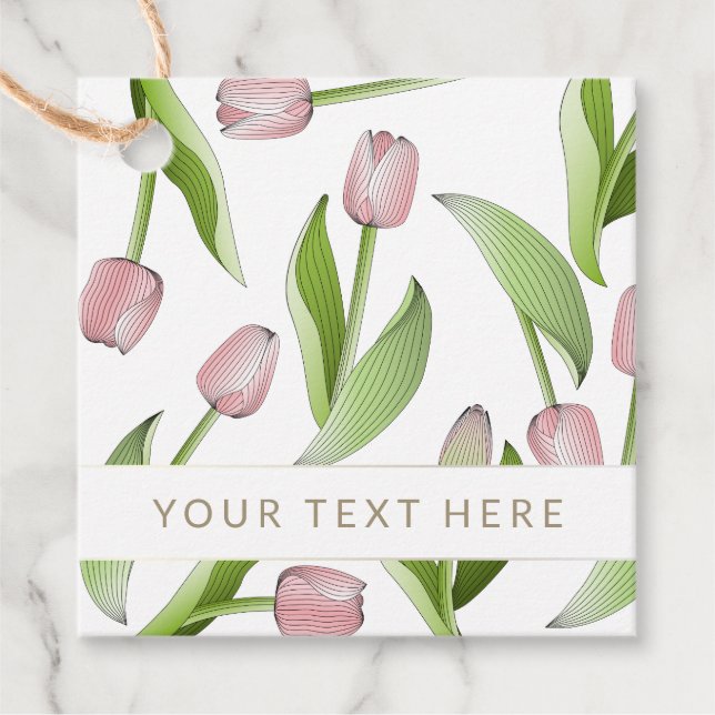 Personalisierter, moderner rosa Tulip Geschenkanhänger (Vorderseite)