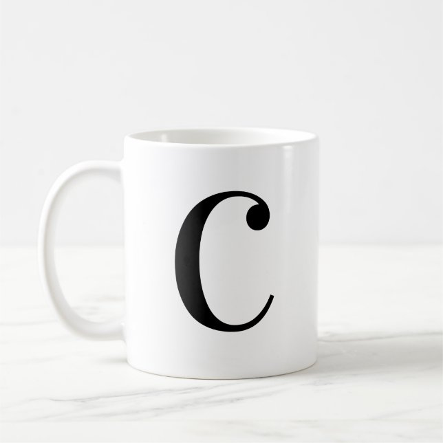 Personalisierter moderner schwarzer Monogramm-Buch Kaffeetasse (Links)