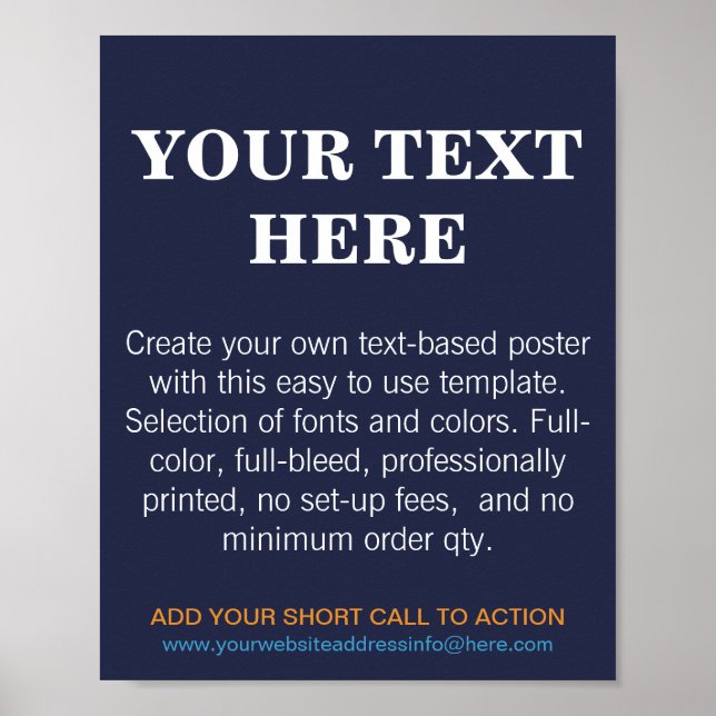 Personalisierter moderner Text blau Poster (Vorne)