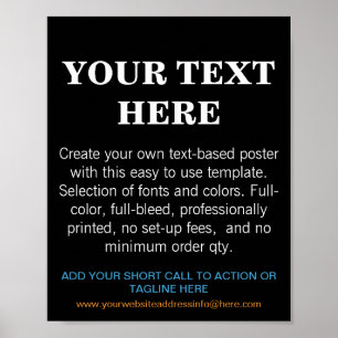 Personalisierter moderner Text schwarz Poster