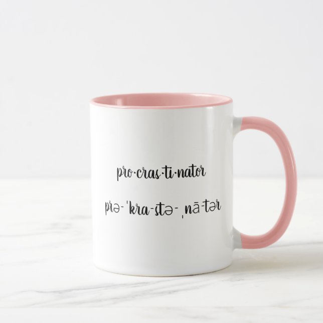 Personalisierter, moderner und sonniger Aufschub Tasse (Rechts)