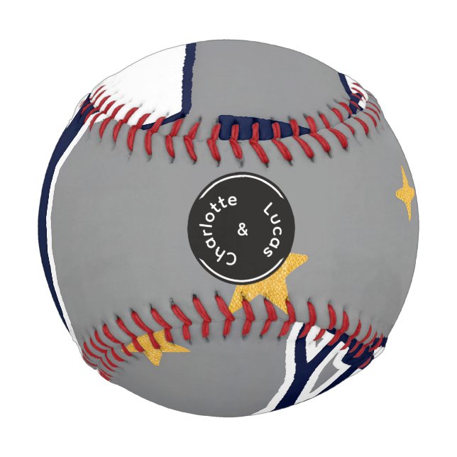 Personalisierter moderner Waldbaum und Stern  Baseball (Vorderseite)