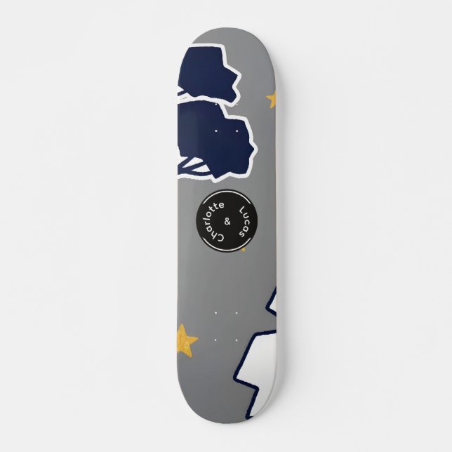 Personalisierter moderner Waldbaum und Stern   Skateboard (Vorne)