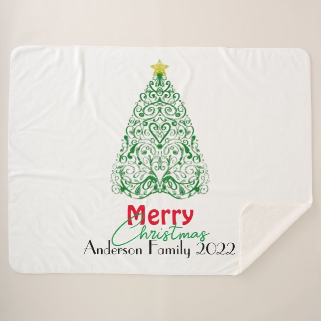 Personalisierter moderner Weihnachtsbaum Sherpadecke (Vorderseite (Horizontal))
