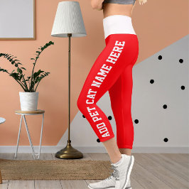 Personalisierter, moderner Weißer Roter Hauskatze  Capri Leggings