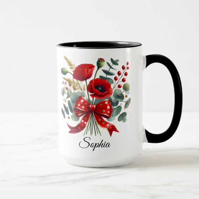 Personalisierter Mohnblumen-Name-Mug-Geschenk Tasse (Rechts)
