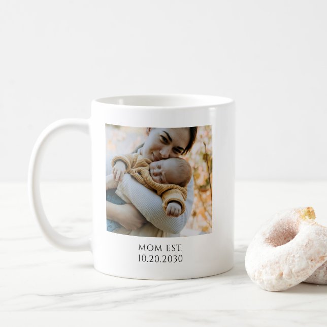 Personalisierter Mom Established Foto Kaffeetasse (Mit Donut)