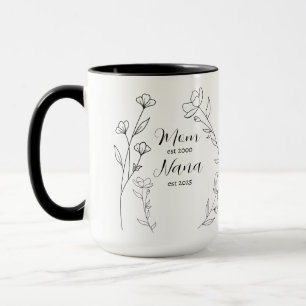 Personalisierter Mom Nana Jahr Wildblumen-Becher Tasse