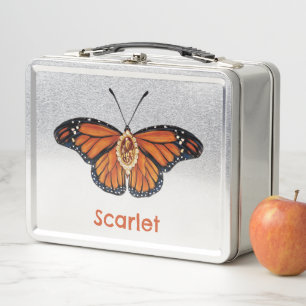 Personalisierter Monarch Butterfly im November Metall Brotdose
