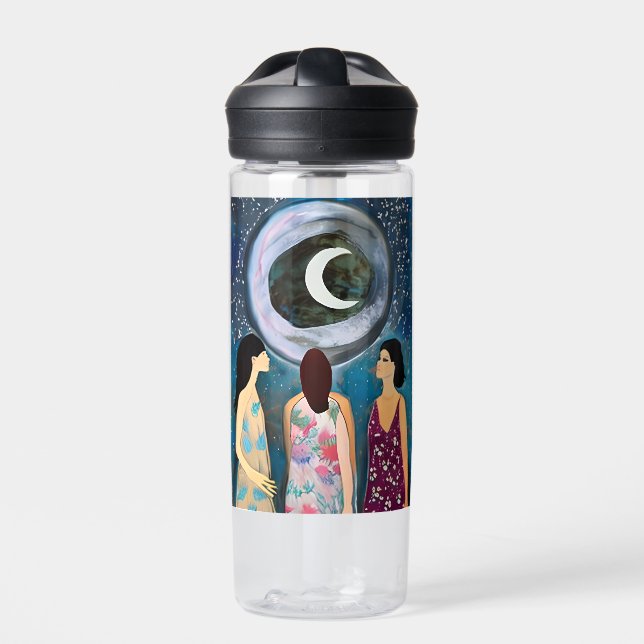 Personalisierter Mond, der die Frauen-Artwork segn Trinkflasche (Vorderseite)