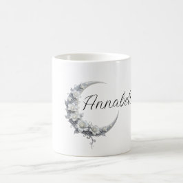 Personalisierter Mond-Göttinnen-Name mit floralem Kaffeetasse