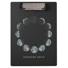 Personalisierter Mondphasen-Kreis mit Namensschule Klemmbrett