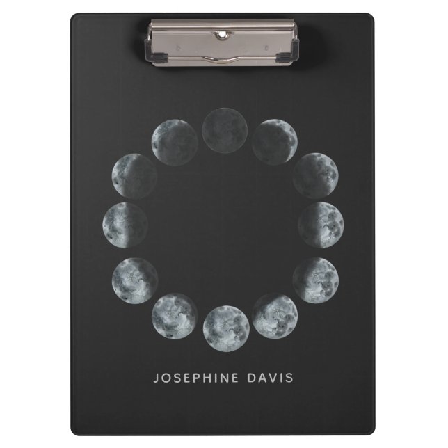 Personalisierter Mondphasen-Kreis mit Namensschule Klemmbrett (Vorderseite)