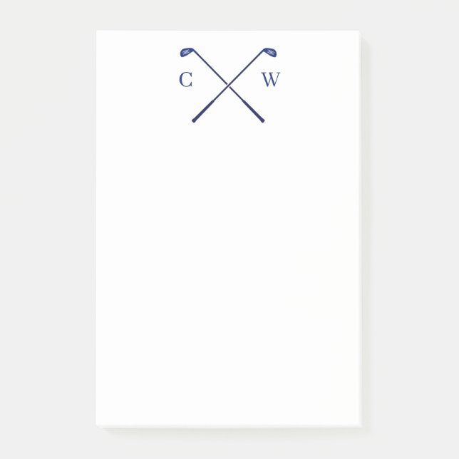 Personalisierter Monogram Golf Club Blue Post-its Post-it Klebezettel (Vorderseite)