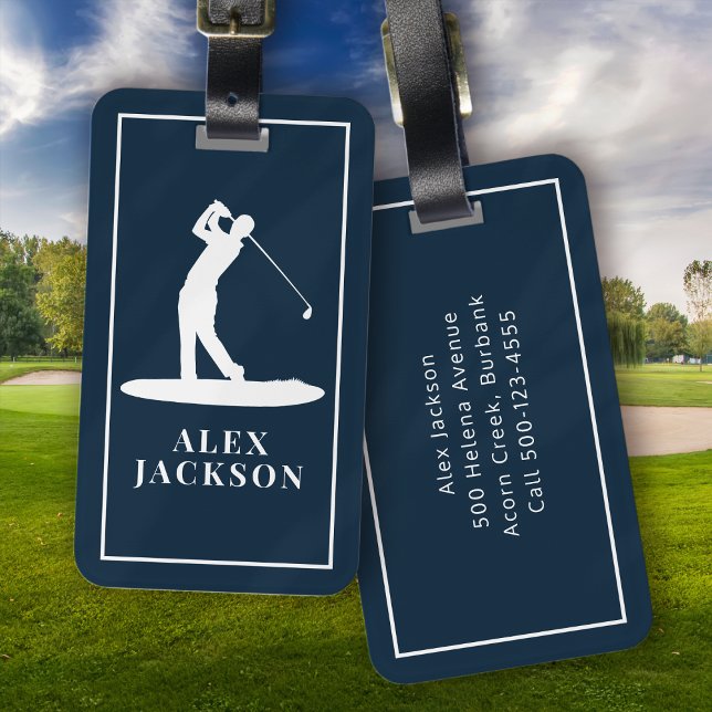 Personalisierter Monogram Golfer Logo hinzufügen Gepäckanhänger (Von Creator hochgeladen)