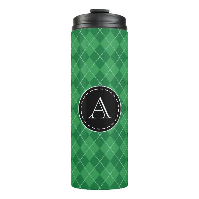 Personalisierter Monogram Green Travel Coffee Tumb Thermosbecher (Vorderseite)