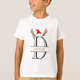 Personalisierter Monogram Letter D Antlers Xmas T-Shirt