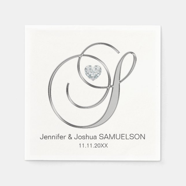 Personalisierter Monogram Letter S White Wedding Serviette (Vorderseite)