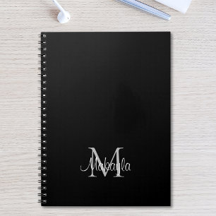 Personalisierter Monogram Name Black Notebook Notizblock
