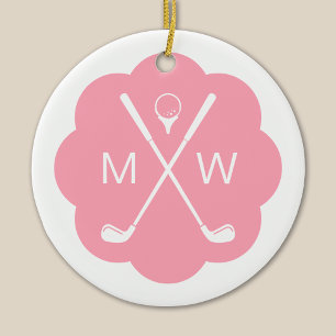 Personalisierter Monogram Pink Golf Keramik Ornament