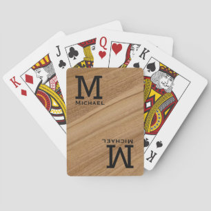 Personalisierter Monogram Rustic Wood Poker Player Spielkarten