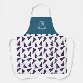 Personalisierter Monogram Scheckter Weihnachtsbaum Schürze