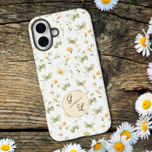 Personalisierter Monogram Spring Butterfly iPhone 16 Plus Hülle