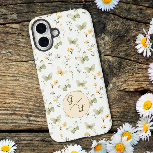 Personalisierter Monogram Spring Butterfly Case-Mate iPhone Hülle (Von Creator hochgeladen)