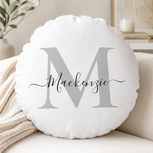 Personalisierter Monogramm Anfangsbuchstabe Name Rundes Kissen