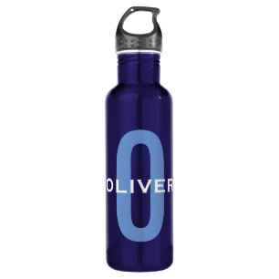 Personalisierter Monogramm blauer Name Edelstahlflasche