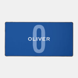 Personalisierter Monogramm blauer Name Schreibtischunterlage