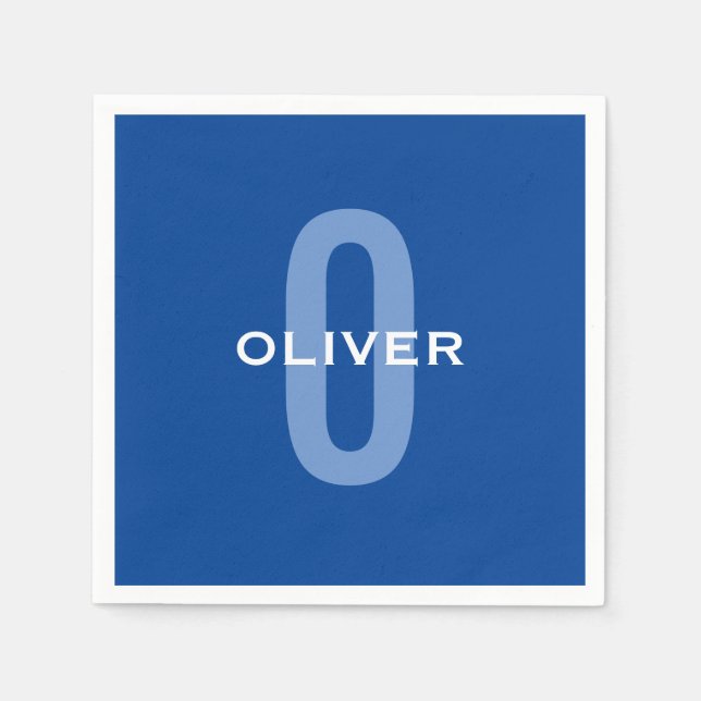 Personalisierter Monogramm blauer Name Serviette (Vorderseite)