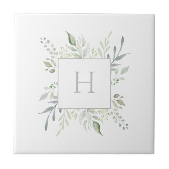 Personalisierter Monogramm-Botanischer Dekorations Fliese (Vorderseite)