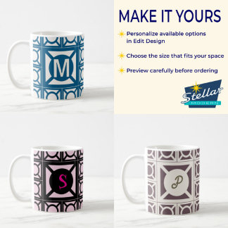 Personalisierter Monogramm-Breeze-Block-Becher Kaffeetasse
