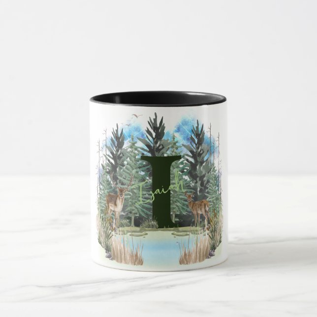 Personalisierter Monogramm-Brief für Wasserfarben Tasse (Zentrum)
