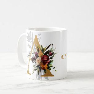 Personalisierter Monogramm-Buchstabe A mit Nachnam Kaffeetasse