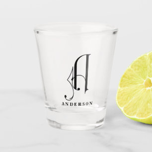 Personalisierter Monogramm Buchstabe A mit Nachnam Schnapsglas