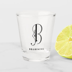 Personalisierter Monogramm Buchstabe B mit Nachnam Schnapsglas