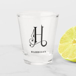 Personalisierter Monogramm Buchstabe H mit Nachnam Schnapsglas