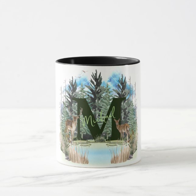 Personalisierter Monogramm-Buchstaben für Wasserfa Tasse (Zentrum)