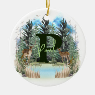 Personalisierter Monogramm-Buchstaben P Keramik Ornament