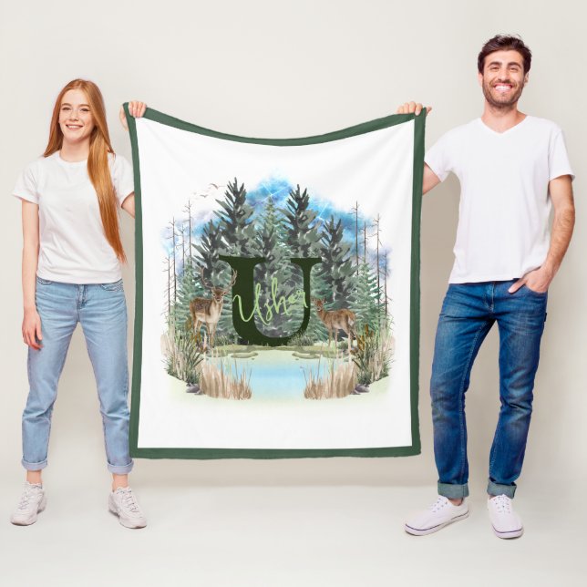 Personalisierter Monogramm-Buchstaben U Fleecedecke (Beispiel)