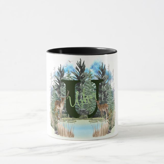 Personalisierter Monogramm-Buchstaben U Tasse (Zentrum)