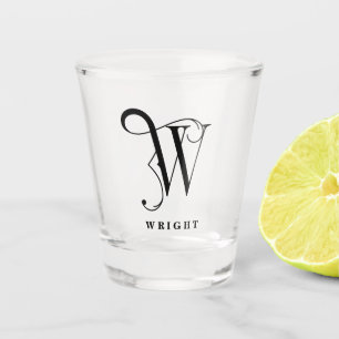 Personalisierter Monogramm-Buchstaben W mit Nachna Schnapsglas