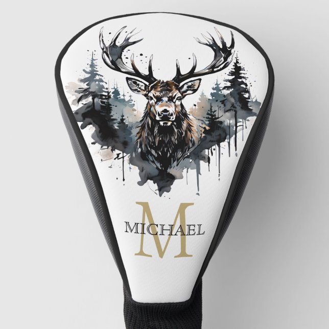 Personalisierter Monogramm-Elchwald Golf Headcover (Von Creator hochgeladen)