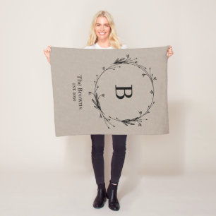 Personalisierter Monogramm Familienname Rustikale Fleecedecke