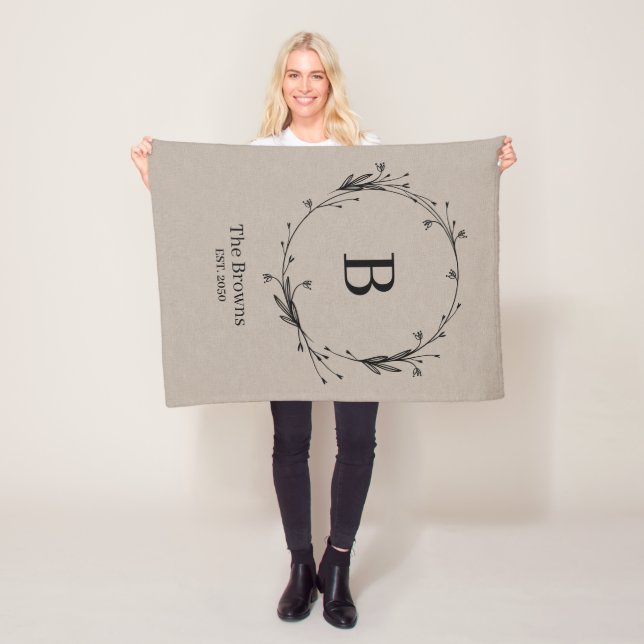 Personalisierter Monogramm Familienname Rustikale  Fleecedecke (Beispiel)