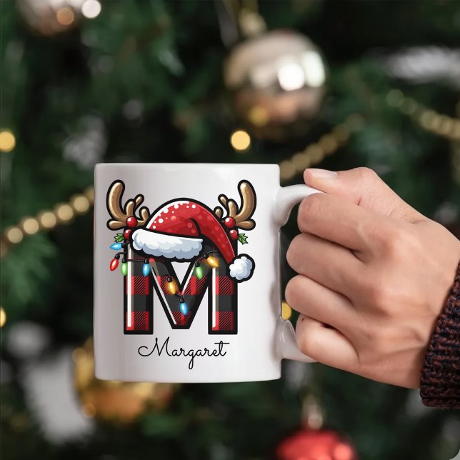Personalisierter Monogramm-Feiertagsbecher-Geschen Kaffeetasse (Personalized Christmas Mug – Custom Monogram Holiday Gift for Him, Her, Family & Coworkers)