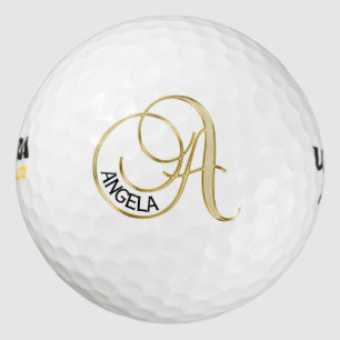 Personalisierter Monogramm-Goldbuchstabe A - Golfball